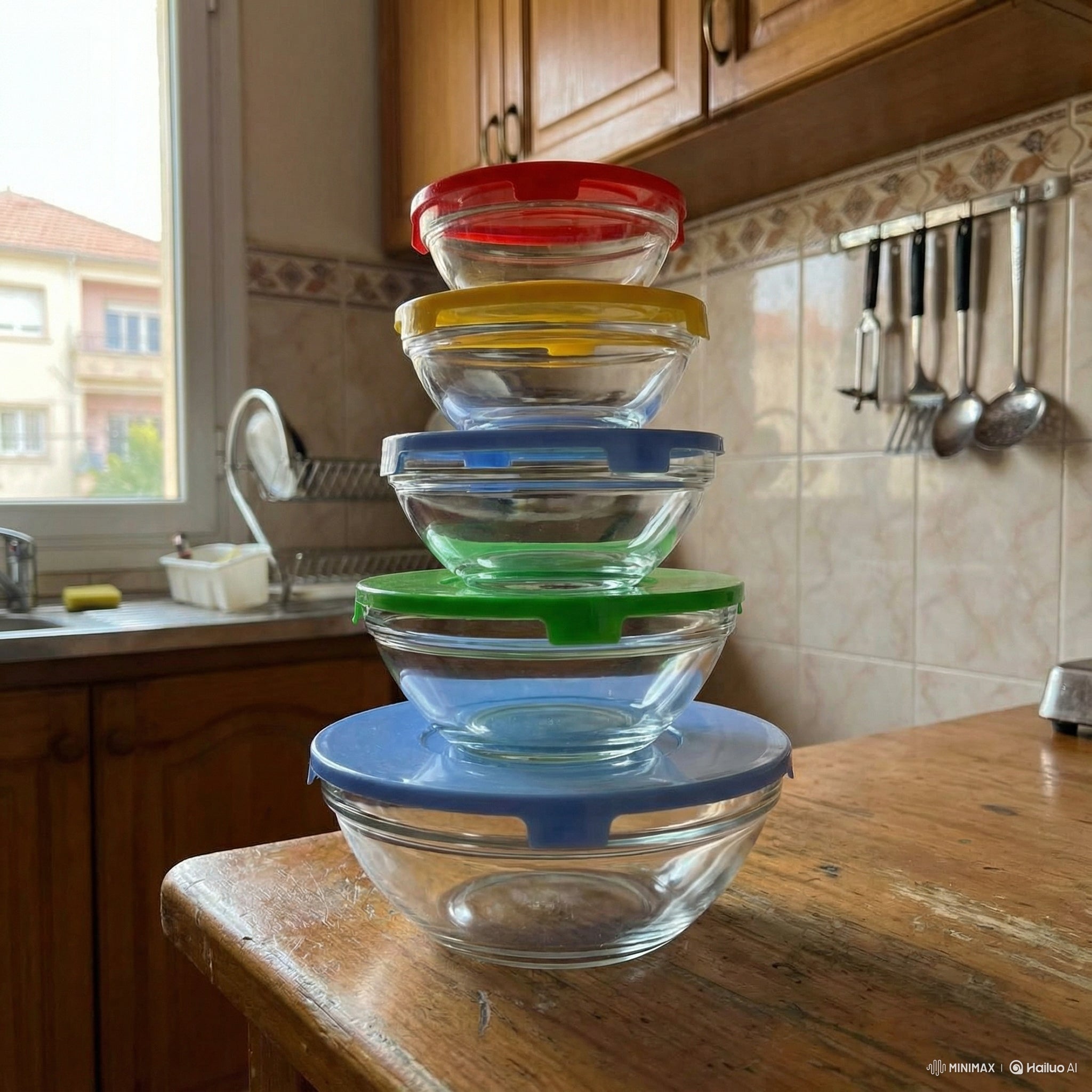 طقم أواني زجاجية مع أغطية محكمة – جودة عالية