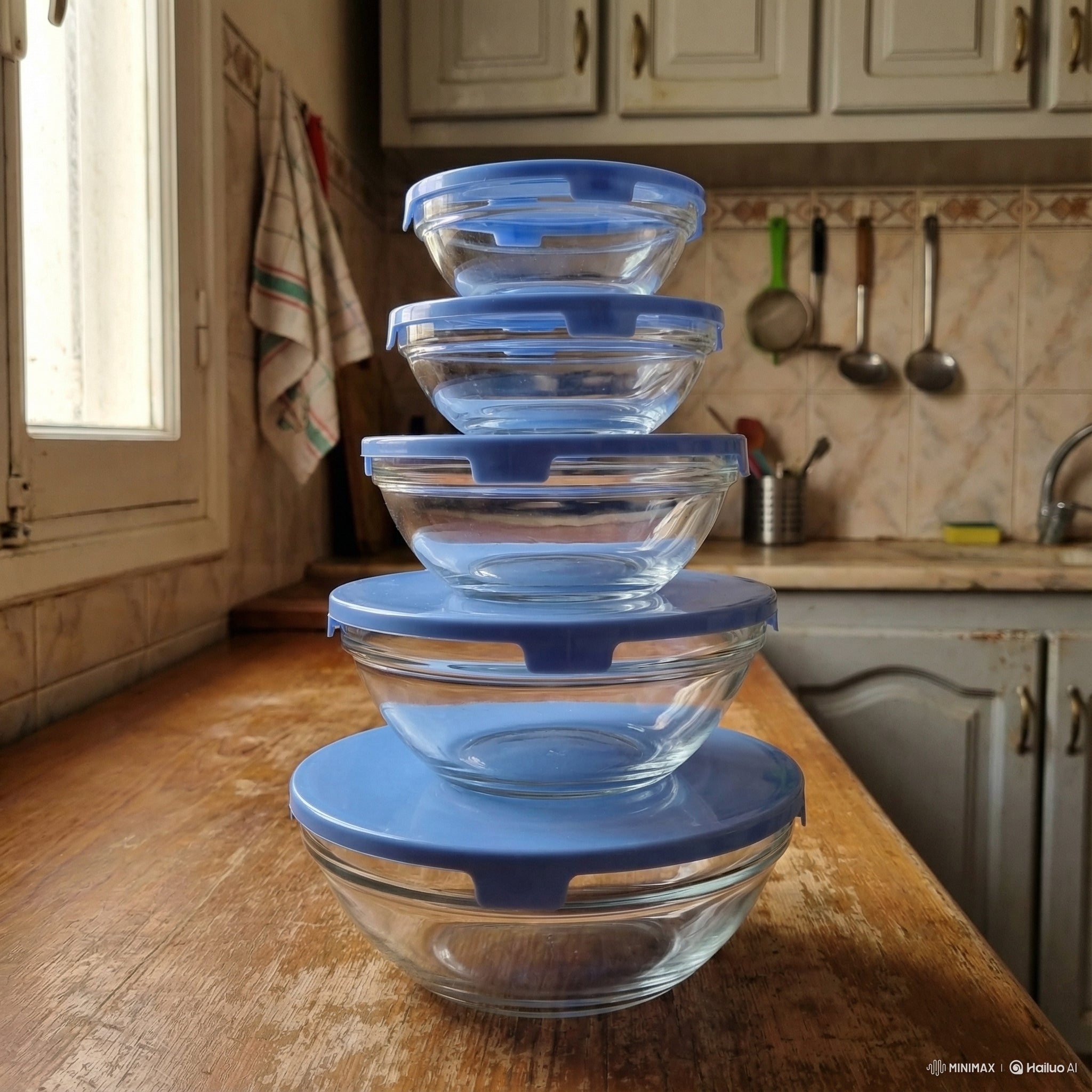 طقم أواني زجاجية مع أغطية محكمة – جودة عالية