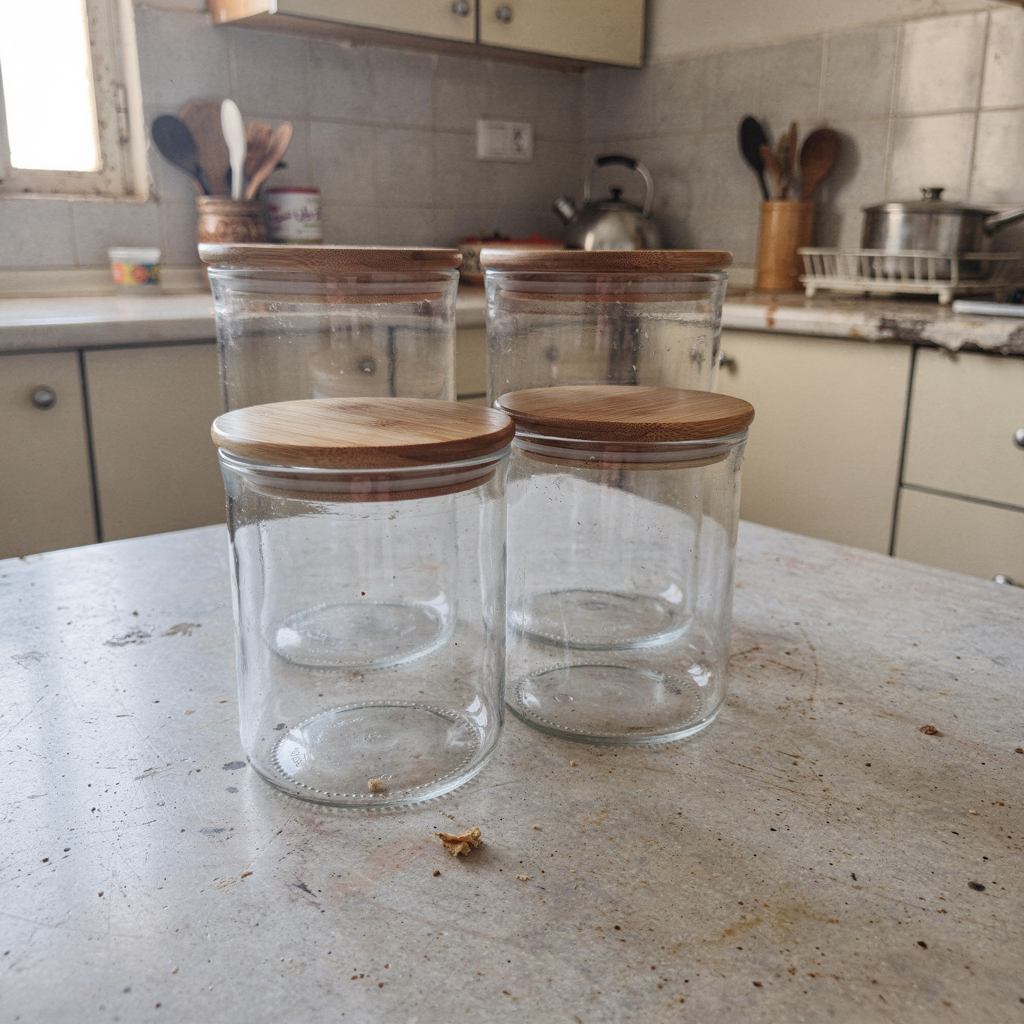 اربعة اطقم علب زجاج  – جودة عالية